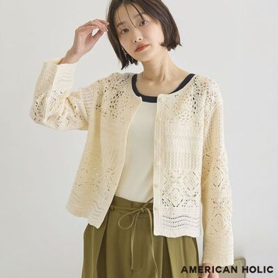 〈AMERICAN HOLIC〉透視鉤針編織開襟衫