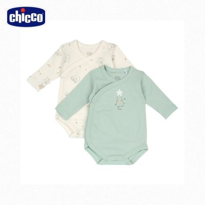 chicco官方直營-粉彩-滿版印花前側開連身衣二入