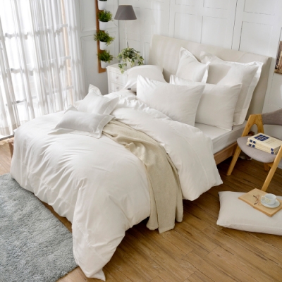 【Great Living格蕾寢飾】義大利La Belle 前衛素雅 雙人 精梳純棉 被套 白色