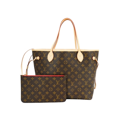 LOUIS VUITTON路易威登 Louis Vuitton LV路易威登 Neverfull MM 字花帆布托特包(M46987-咖)