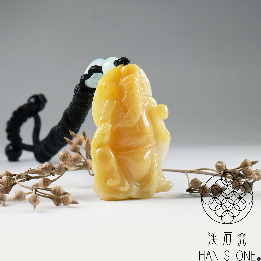 漢石齋】天然翡翠A貨財神爺玉佩吊墜黃翡種(25*39*9mm) | 漢石齋| Yahoo