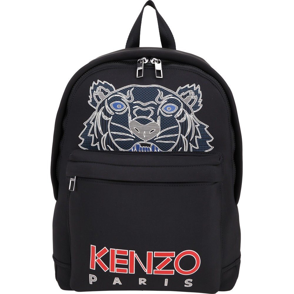 KENZO 2017年「Dancing Hot Dog Backpack」★レア KENZO Neoprene Tiger 虎頭圖騰太空棉後背包(黑色) | 歐系精品包/配件