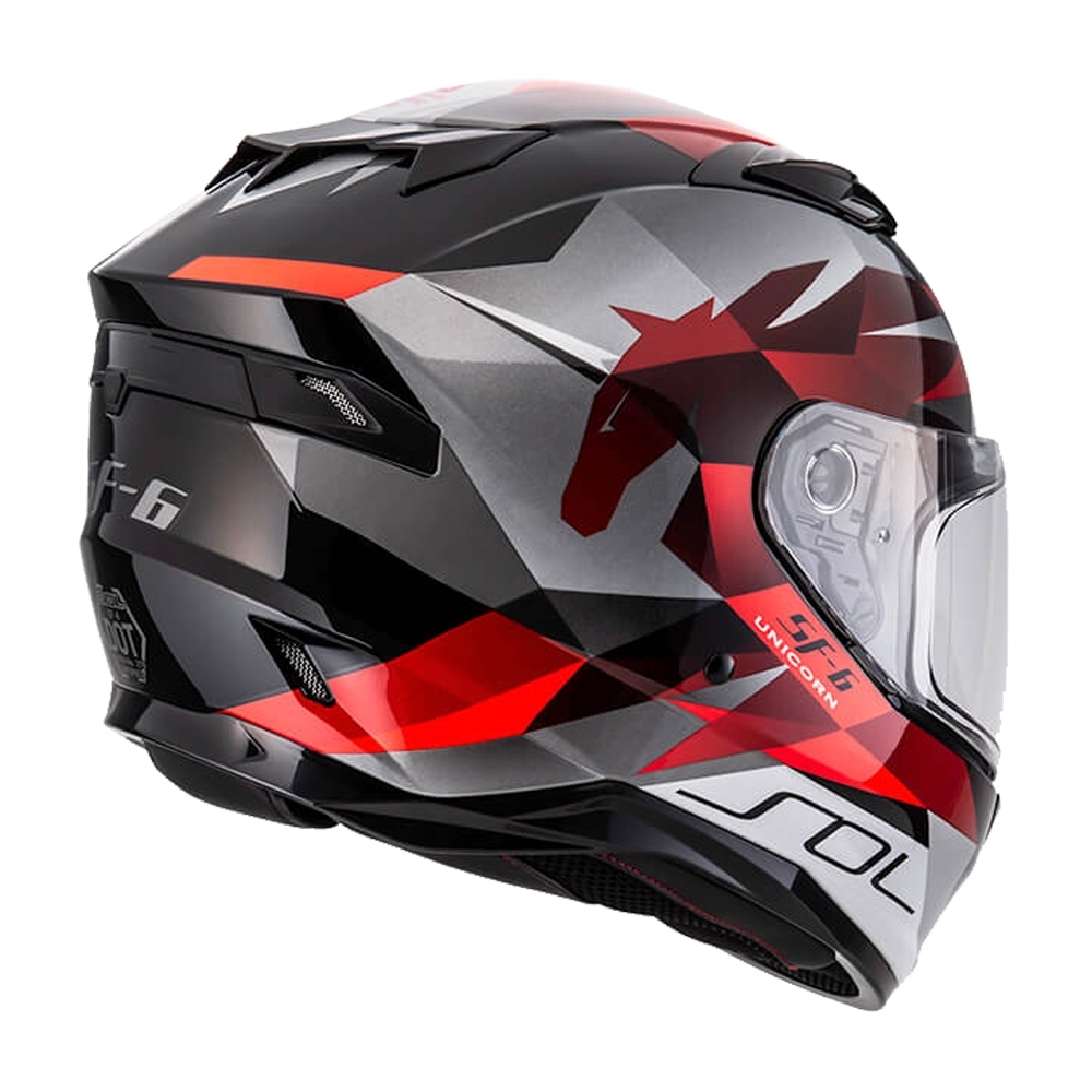 【SOL】SF-6 獨角獸 黑/紅 全罩(安全帽│機車│內襯│鏡片│全罩式│藍芽耳機槽│內墨鏡片│GOGORO) | 全罩安全帽 | Yahoo購物中心