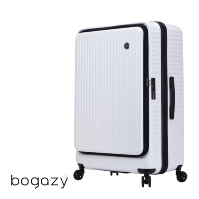 Bogazy 城市遊蹤 29吋前開式上掀/防爆拉鍊/海關鎖/可加大行李箱(白)