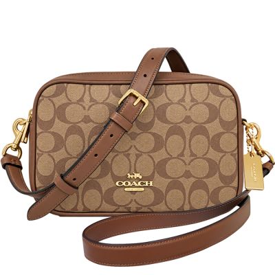 COACH 焦糖色大C PVC雙層斜背包-大型