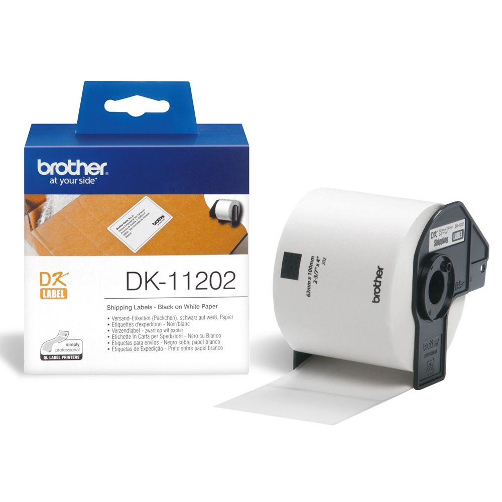 【Brother 兄弟】DK-11202 標籤帶 白底黑字 62x100mm
