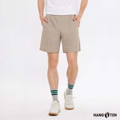 Hang Ten-男裝- 經編布鬆緊帶短褲-淺卡其