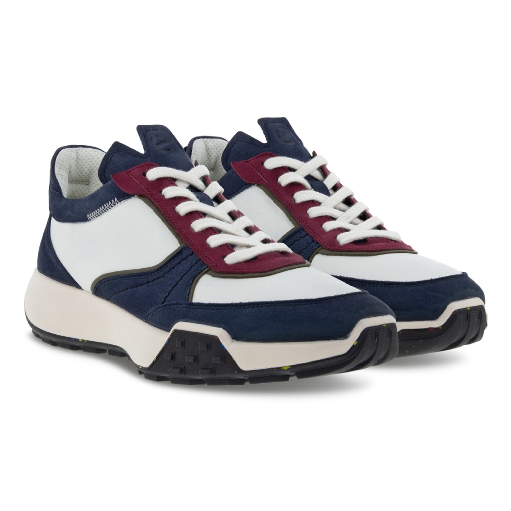 ECCO RETRO SNEAKER M 復古拼接配色皮革休閒運動鞋男鞋午夜藍/白色