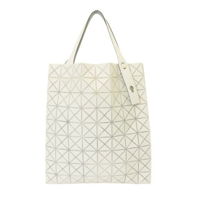 ISSEY MIYAKE  BAOBAO 皮質幾何方格側凹折8X9 提包(乳白色)