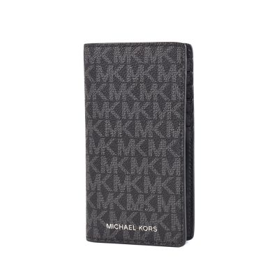 MICHAEL KORS 男款 緹花LOGO防刮釦式證件/零錢包-黑色