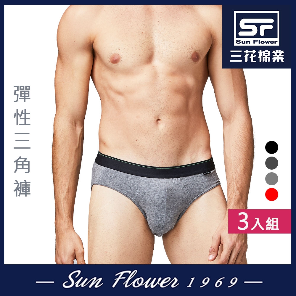 男內褲 三花SunFlower彈性男三角褲(3件組) (M)