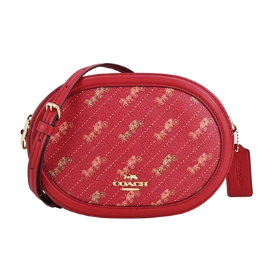 COACH CAMERA 浮水印馬車PVC圓弧斜背包(小/紅)