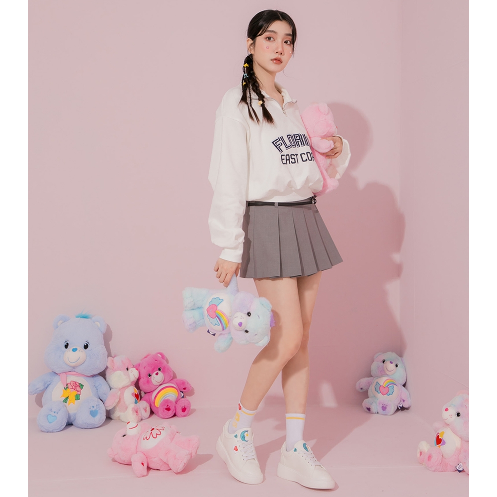 Grace Gift】Care Bears - 晚安小熊電繡星月輕量小白鞋藍| 帆布