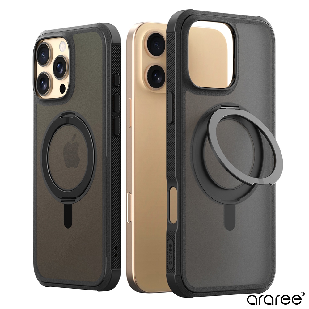 Araree Apple iPhone 16 Pro Max 磁吸式支架保護殼(DUPLE M Stand)(黑)