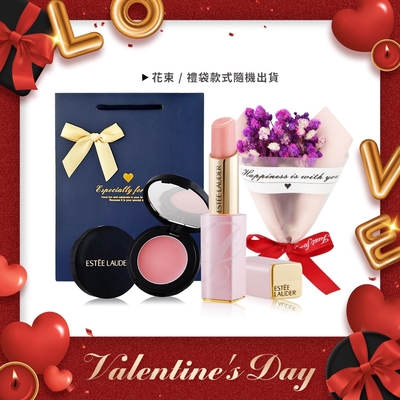 EsteeLauder雅詩蘭黛 ESTEE LAUDER 雅詩蘭黛 愛你如初情人節禮-粉嫩慾望潤色護唇膏3.2g+1.6g 贈花束+禮袋