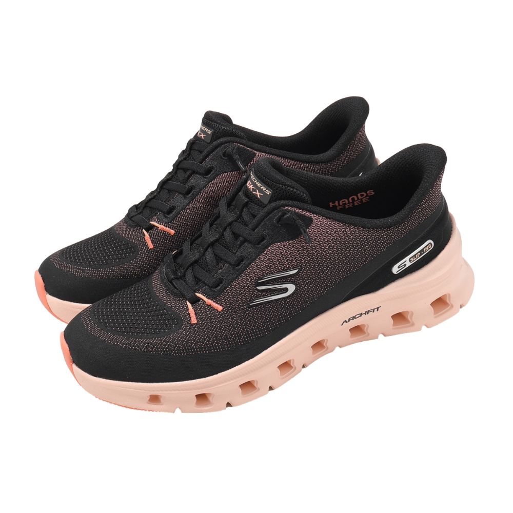 Skechers 休閒鞋 Arch Fit Glide Slip-Ins 女鞋 寬楦 黑 粉 150730WBKCL