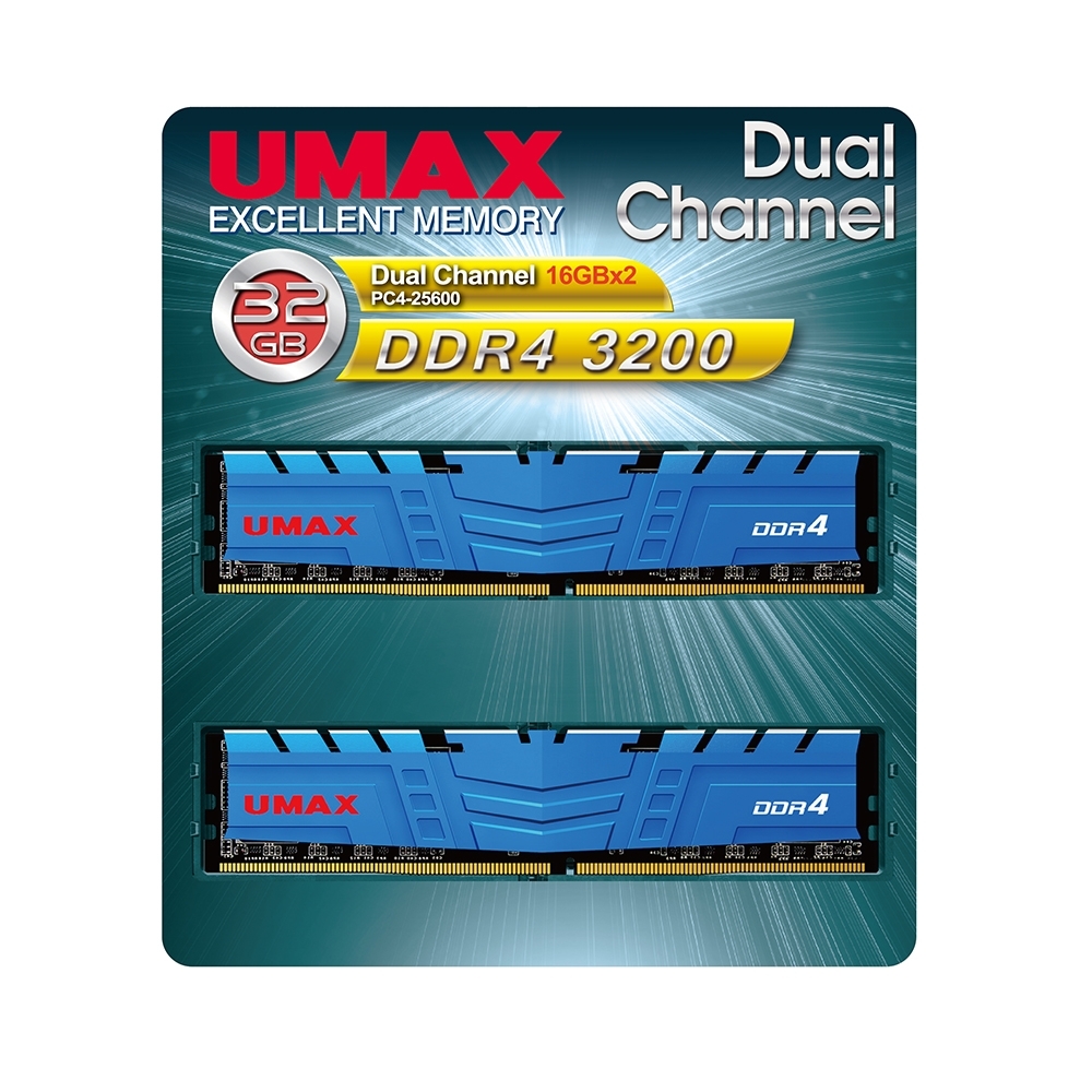 UMAX DDR4 3200 32GB (16G*2)含散熱片1024X8 桌上型記憶體| DDR4 3200