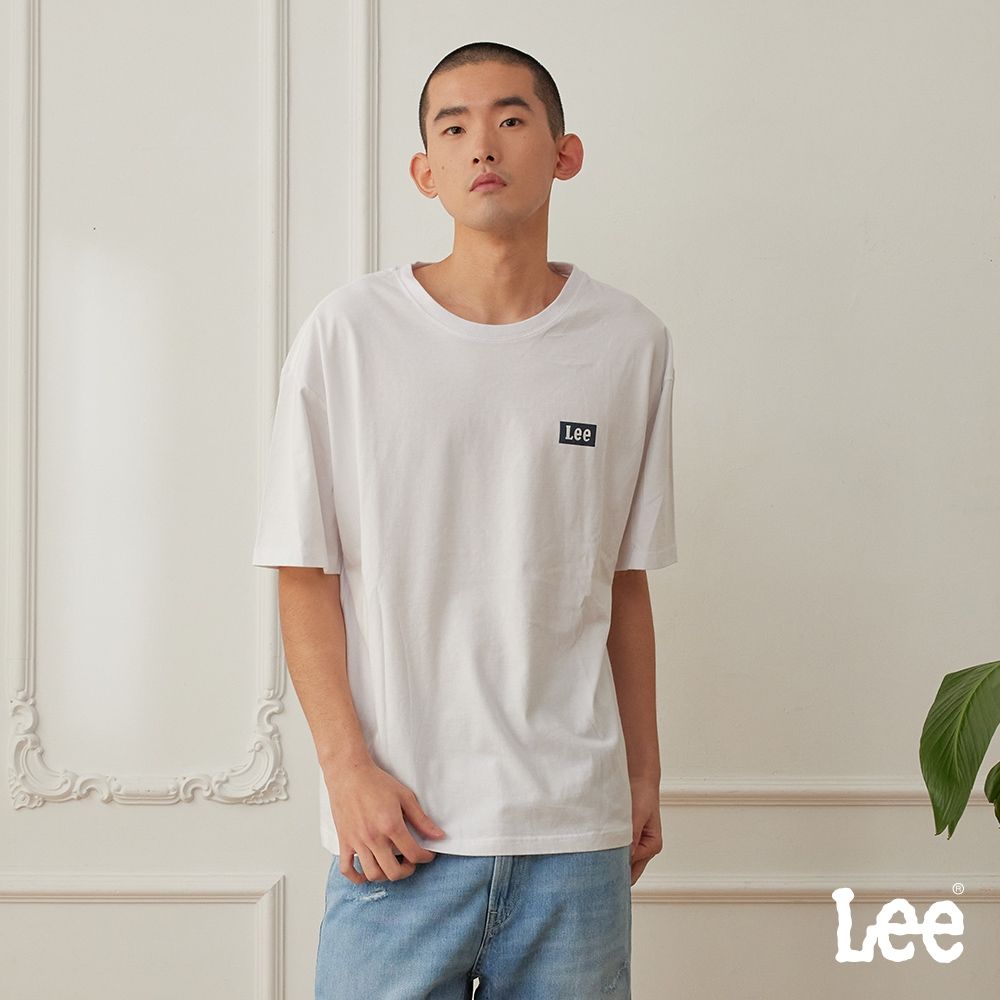 Lee 男款 OVERSIZED 前後方框LEE LOGO短袖圓領TEE 三色 (白色)