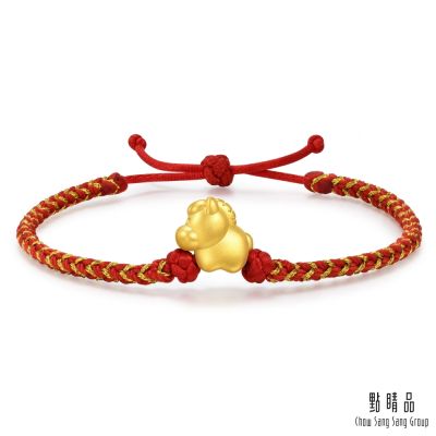 點睛品 幸運小馬 黃金紅繩手鍊