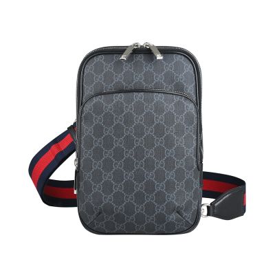 GUCCI經典GG Supreme帆布 GG Black系列胸包(小/黑灰)