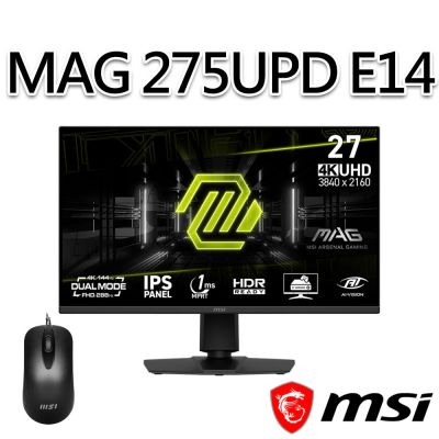 【滑鼠組】msi微星 MAG 275UPD E14 27吋 平面電競螢幕 (27 /3840x2160/16:9/144Hz/IPS)