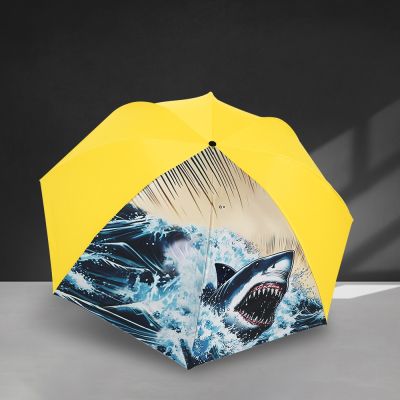 【TDN】超輕量鯊魚降溫秒收傘黑膠加大反向傘自動收折傘晴雨傘B7433S 向陽黃