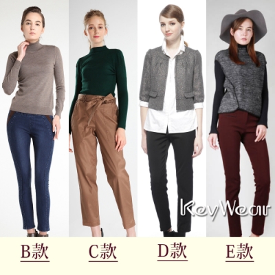 KeyWear奇威名品 歐風顯瘦棉絨寬褲-咖啡色