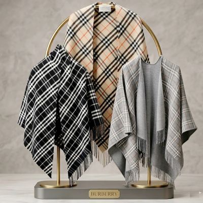 BURBERRY 巴寶莉 喀什米爾 vs. 羊毛格紋流蘇披肩 斗篷-3款可選