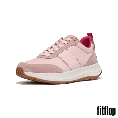 【FitFlop】F-MODE 異材質撞色皮革厚底休閒鞋-女(藕粉色/柔粉色)