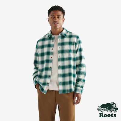 Roots男裝- MANNING FLANNEL 長袖襯衫-深綠色