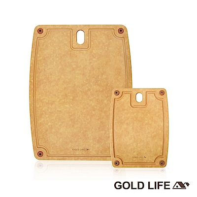 GOLD LIFE 美國原木不吸水抗菌砧板2入組L+S(大+小)