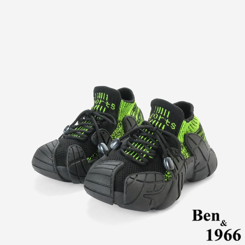Ben&1966高級飛織布輕巧彈性休閒鞋-黑(258111)