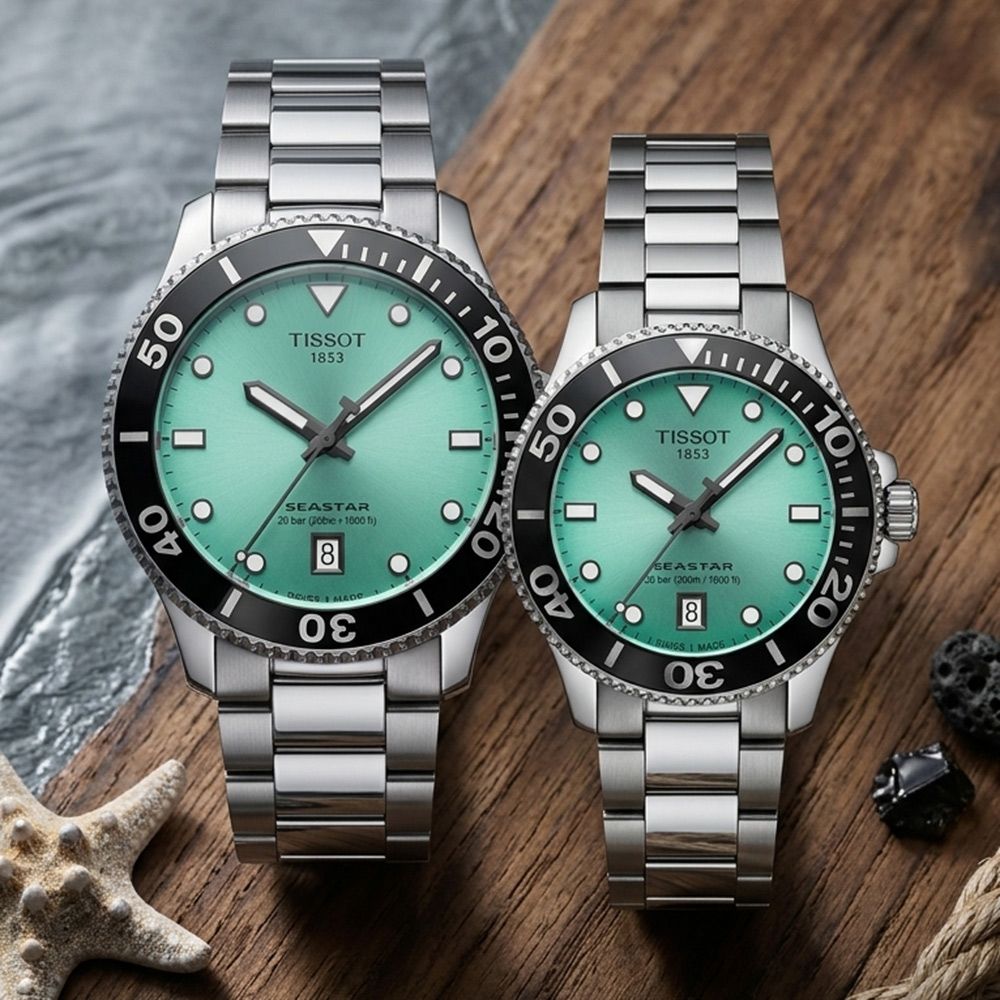 TISSOT 天梭 官方授權 Seastar 1000 海洋之星300米潛水錶 對錶 情侶手錶 開學換新季 送禮推薦 T1204101109100+T1202101109100