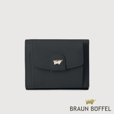 【BRAUN BUFFEL 德國小金牛】台灣總代理 蘇菲娜-A 2卡三折短夾-黑色/BF885-414-BK