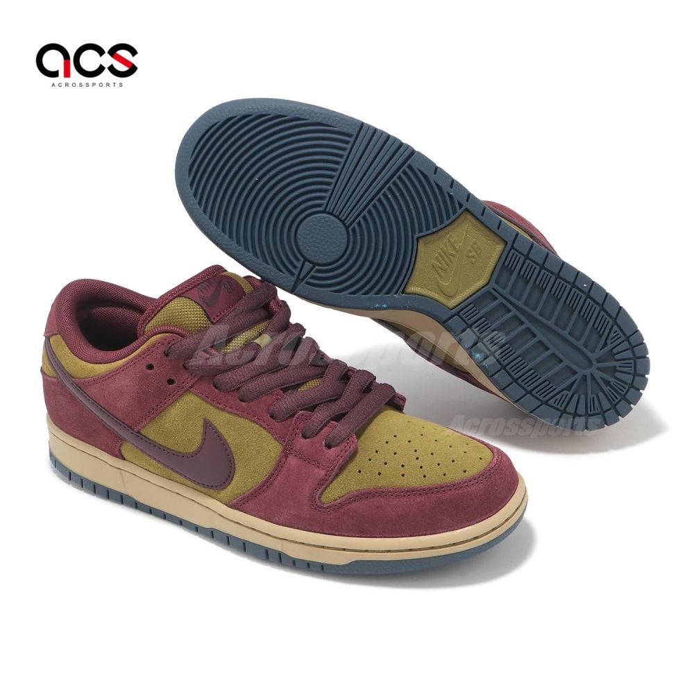 Nike 滑板鞋SB Dunk Low Pro B 男鞋栗紅綠麂皮復古休閒鞋HQ1625-600