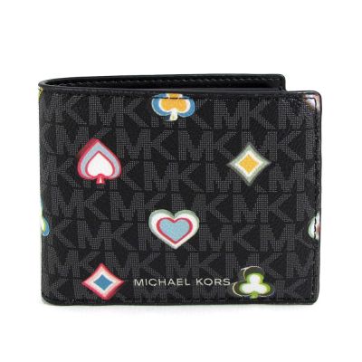 MICHAEL KORS Cooper 印花防刮Logo含零錢袋對開式短夾(黑色)