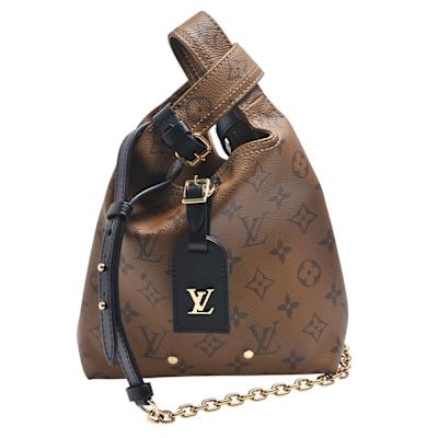 LOUIS VUITTON路易威登 LV  M46816 Atlantis BB系列Monogram Reverse塗層帆布牛皮手提/肩背包(棕色)