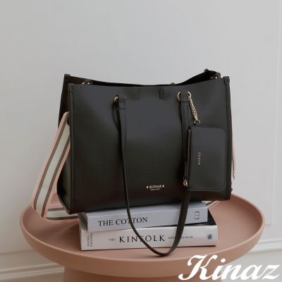 KINAZ 附零錢包多層斜背肩背托特包-深焙呢喃-溫柔便利貼系列