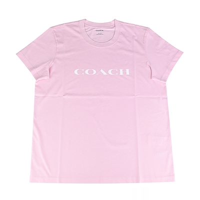 COACH ESSENTIALESSENTIAL標誌女生短袖T-SHIRT(亮粉紅x白)