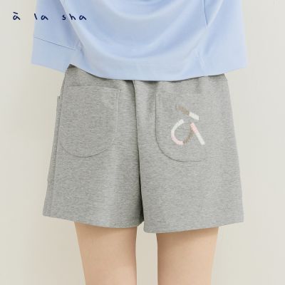 a la sha 造型a繡花口袋抽繩短褲