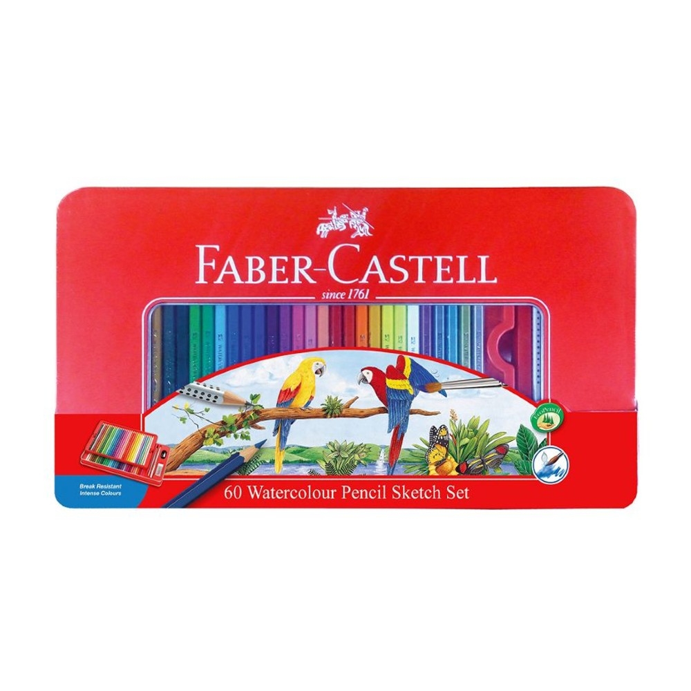 FABER-CASTELL 輝柏水性彩色鉛筆水彩色鉛筆附水彩筆鐵盒60色/盒115965