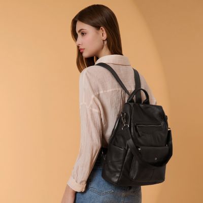 2R 頭層牛皮 Craftsman 厚實感後背包 黑