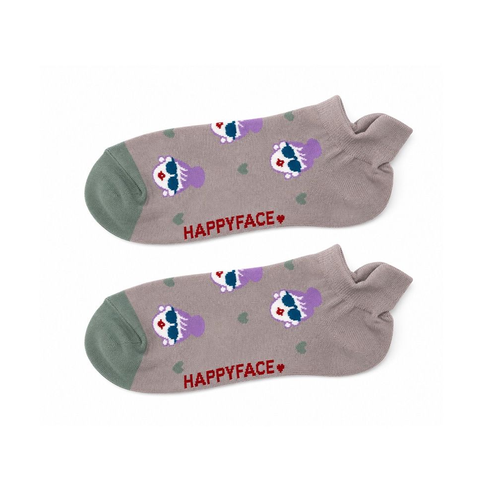 HAPPYFACE 百變EMMA刺繡運動短襪 紫灰 (G32268) (紫灰)