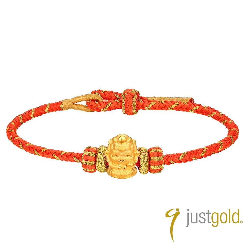 【Just Gold 鎮金店】福佑 生肖本命佛-牛、虎 黃金手繩 (網路限定)