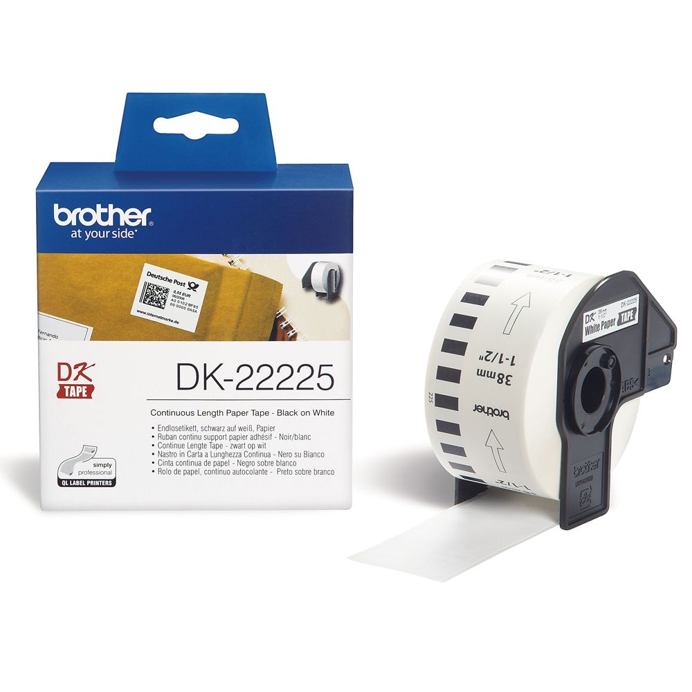 【Brother 兄弟】DK-22225 標籤帶 白底黑字 38mm