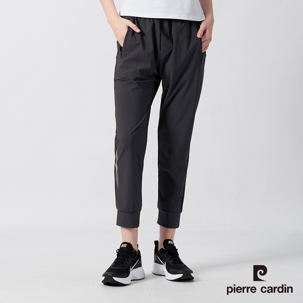 pierre cardin 皮爾卡登 男女款 冰絲涼感透氣彈力機能褲(多款任選) (女款(束口)-深灰色)