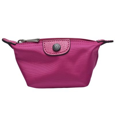 LONGCHAMP 經典LE PLIAGE刺繡水餃零錢收納包(桃紫色)