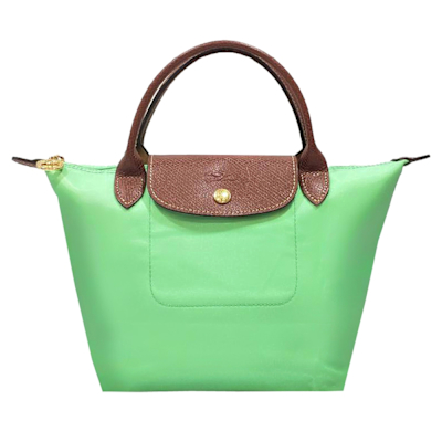 【LONGCHAMP】590 經典摺疊短把尼龍水餃包 S號(綠色)