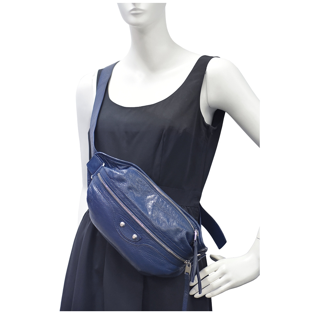 BALENCIAGA NEO LIFT系列羊皮拉鍊腰包(藍) | 歐系精品包/配件| Yahoo