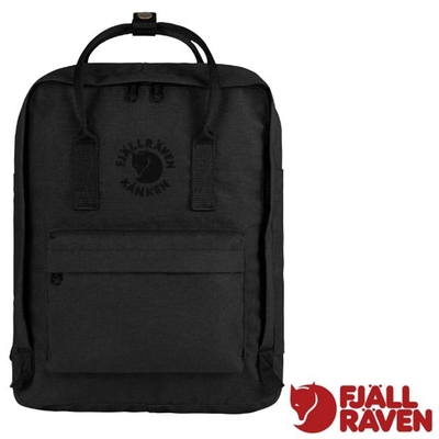 【Fjallraven 北極狐】Re Kånken 多功能環保輕量防潑水日用背包16L.通勤書包 23548-550 黑